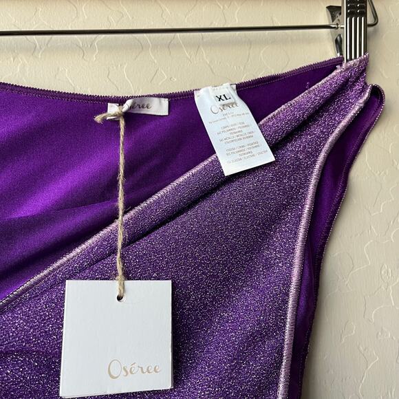 NEW Oseree Lumiere Sporty 90’s Metallic Purple Bikini Swimsuit Bottoms Size XL - Picture 3 of 6